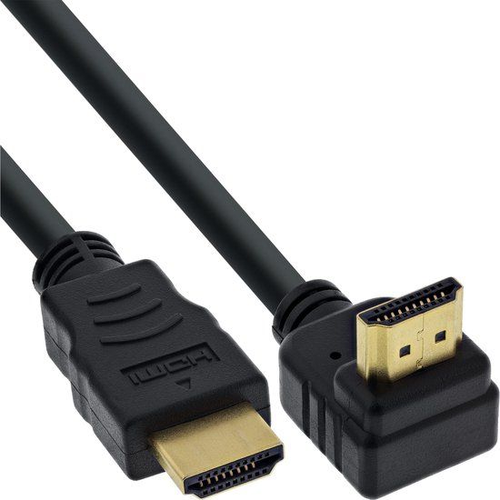 InLine® HDMI High Speed-kabel met Ethernet, haaks, zwart, 1,5m
