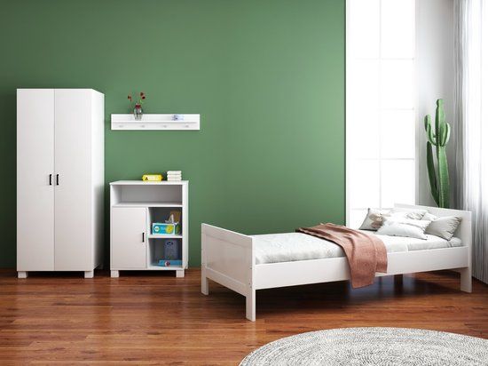 Cabino Born Lucky ® Tienerkamer Noel Wit 3 Delig met Commode Mila Wit en Mila Kledingkast Wit