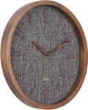 Karlsson Wandklok Canvas - Melange Zwart, Grenen houten kast - Ø35cm