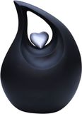 Hemelwinkel XXL As Urn - 3.5 Liter - Teardrop - Druppel Urn - Crematie Urn - Uniek - Voor Huisdieren of Menselijk As - Crematie As - Decoratie Urn - Black Silver