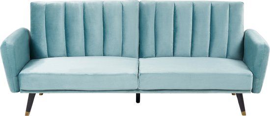 Beliani VIMMERBY 3-Seater Sofa - Blue Velvet with Sleep Function