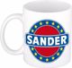 Bellatio Decorations - Sander voornaam - koffiemok - beker - wit/blauw - 300 ml