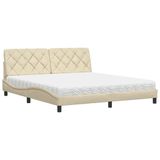VidaXL Bed met matras stof crèmekleurig 180x200 cm
