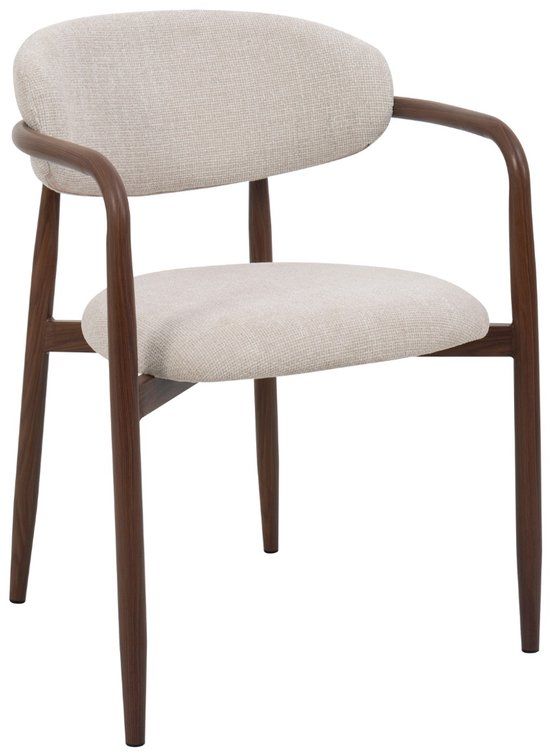 Giga Meubel Eetkamerstoel Alexia - Beige Stof Metaal - Set van 2