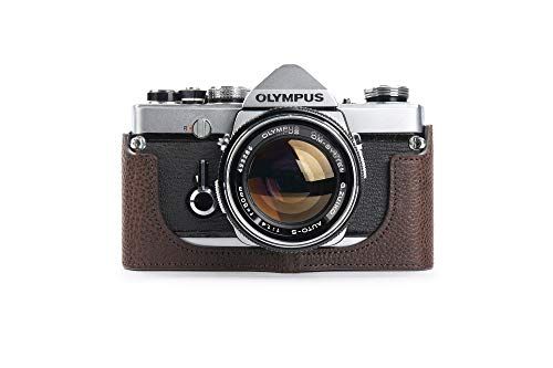 Zakao Case voor Olympus OM-4, Handgemaakte Echt Lederen Half Camera Case Bag Cover voor Olympus OM-1/1N OM-2/2N OM-3/3Ti OM-4/4Ti (geen handvat) Met Hand Strap (Koffie)
