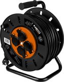 NEO TOOLS Kabelhaspel - 4 stopcontacten - 230 V - IP20 zwart - kabelhaspel met 4 stopcontacten - 50 m, 3600 W, 3 x 2,5 mm², thermische zekering, aardingsaansluiting