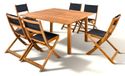Toscana Table de jardin en bois d'acacia avec table extensible et 6 chaises pliantes