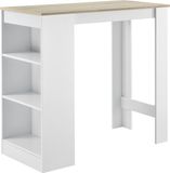 en.casa Bartafel met 3 planken 110x50x103 cm wit en eikenkleurig