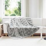 vidaXL Antislip deken van imitatie konijnenbont Olite 4 st Grijs