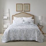 Laura Ashley Home Amberley Collection Dekbedovertrekset - 100% katoen, ademend en lichtgewicht, omkeerbaar beddengoed, voorgewassen voor extra zachtheid, twin, spa blauw