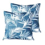 Atout Ciel 2 stuks kussens voor buiten, tweekleurig, van waterafstotende stof, 40 x 40 cm, blauw bedrukt/effen