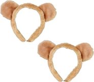 Ravensden Pluche leeuwen hoofdband - 2x stuks - met oortjes - 15 cm - verkleden - spelen - voor kinderen