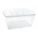 Plasticforte opslagbak organizers met deksel - transparant/wit - 60 liter - kunststof