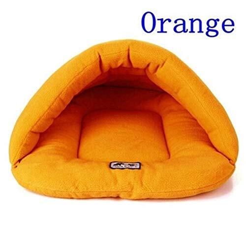 YABAISHI Yabaiishi hondenbed, fleece, 6 kleuren, voor honden, winterbed, warm, verwarmd, voor kleine honden, huisdieren, katten, slaapzak, nest kelder, huisdierbed, S, Oranje