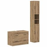 vidaXL - 2-delige - Badkamerkast - Set - UTRECHT - Artisanaal - eiken - Bewerkt - hout