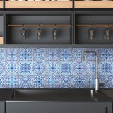 Ambiance Sticker Zelfklevende tegelmuurstickers voor keuken en badkamer - 9 SANTINO AZULEJOS tegelstickers - 9 stickers 10x10cm