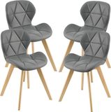 en.casa Eetkamerstoel Almhult set van 4 grijs kunstleer 81x57x49 cm