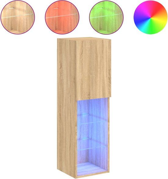 vidaXL Tv-meubel met LED-verlichting 30,5x30x102 cm sonoma eikenkleur