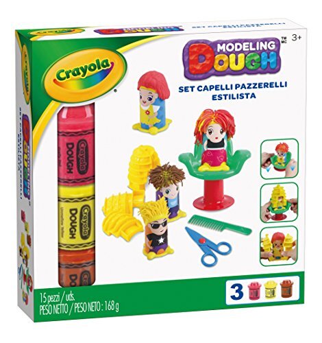 crayola - Modelleerpasta-set kapperspasta Pazzerelli, leeftijd 3 jaar, om mee te spelen en cadeau, 15 stuks, A1-1021