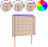 vidaXL Hoofdbord LED 83x16x118/128 cm Kunstleer Cappuccinokleurig