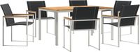 vidaXL Tuin Eettafel Set 7-delig Massief Acaciahout en Roestvrij Staal