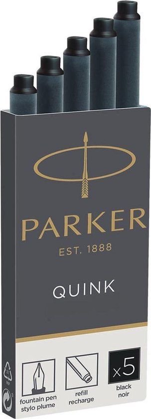 Parker Quink vulpen inktpatronen - Zwart - 5 stuks