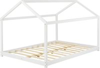 And OutdoorMatch Lit enfant Hailie - Pin - Lit maison - Et sommier - 120x200 - Blanc