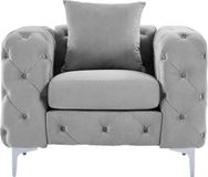 Vente-unique Chesterfield-fauteuil van lichtgrijs velours EDWINA