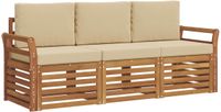 vidaXL - Sofa-Sets - 3 - st - Natuurlijk - en - Beige - Massief - Acacia - Hout