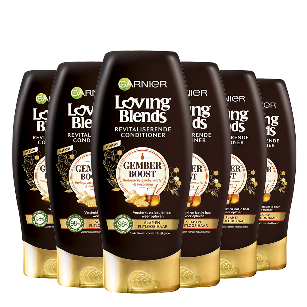 Garnier Loving Blends Gember Boost Revitaliserende Conditioner - 6 x 250ml - Voor Slap en Futloos haar