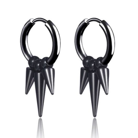 LGT JWLS Lookinggoodtoday Mannen oorringen zwart edelstaal met 3 pijlen hangers