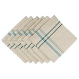 DII Franse Streep Tafelblad Collectie Boerderij Stijl Eettafel Linnen Servet Set, 20x20, Taupe/Teal, 6 Stuk