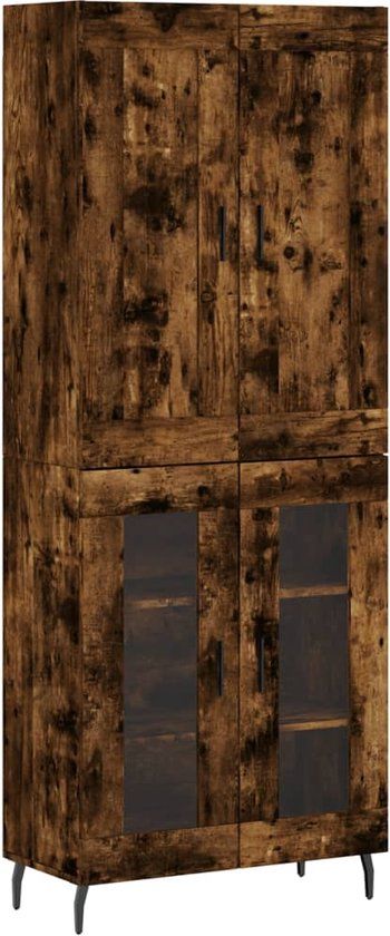 vidaXL Hoge kast bewerkt hout gerookt eikenkleurig 69,5x34x180 cm