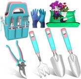 Unyqoos® Complete pastelgekleurde tuingereedschapsset met ergonomische handgrepen en opbergtas