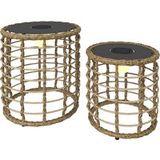 Bol Lampadaire Solaire, Lot De 2, Lampes Solaires En Rotin Avec Capteur De Lumière, Éclairage Solaire Led Style Bohème, Ip44