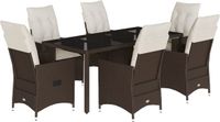 vidaXL 7-delige Tuinset met kussens poly rattan bruin