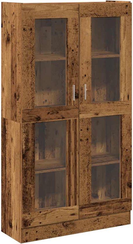 vidaXL Hoge kast 82,5x30,5x150 cm bewerkt hout oud houtkleurig