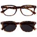 Leesbril The Reading Glasses Company Leesbril Bruine Schildpad Lezers Met Bijpassende Zonnelezer Tweeling Pak Mannen Vrouwen RS14-2T +2,00