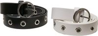 Urban Classics - Synthetic Leather Eyelet 2-Pack Riem - L/XL - Zwart/Wit