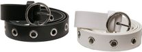 Urban Classics - Synthetic Leather Eyelet 2-Pack Riem - L/XL - Zwart/Wit