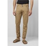 MEYER Broek donkerbeige / kobaltblauw