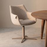 LABEL51 Nozomi Eetkamerstoel - Naturel - Royal Stof - Taupe Metaal