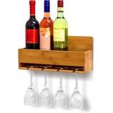 SoBuy Porte-bouteilles mural avec porte-verres - 17x37x115 cm