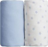 BABYCALIN Set van 2 hoeslakens - Blauwe en blauwe sterrenprint - 70 x 140 cm