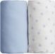 BABYCALIN Set van 2 hoeslakens - Blauwe en blauwe sterrenprint - 70 x 140 cm