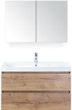BES LED Maxx XL Badmeubelset 100 cm - Natuur Eiken - Wastafel Just 1 Kraangat met Spiegelkast