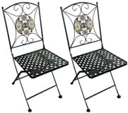 AXI Camilla Bistro Stoelen – Inklapbaar – Yellow Breeze – Metalen inklapbare tuinstoelen – Hoge rugleuning – Set van 2 stuks – Mozaïeklook – Ingelegd met keramische tegels – 150 kg draagkracht – Tuin, terras of balkon
