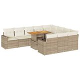 vidaXL 11-delige Tuinset met Kussens, Poly Rattan, Beige