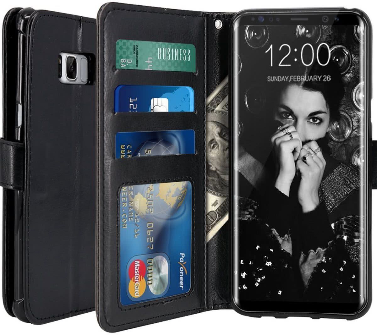 Samsung Galaxy S8 Plus Book PU lederen Portemonnee hoesje Book case zwart