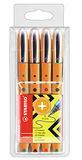 Stabilo Portemonnee zwart, blauw, groen, rood, 4 stuks - rollerball pennen